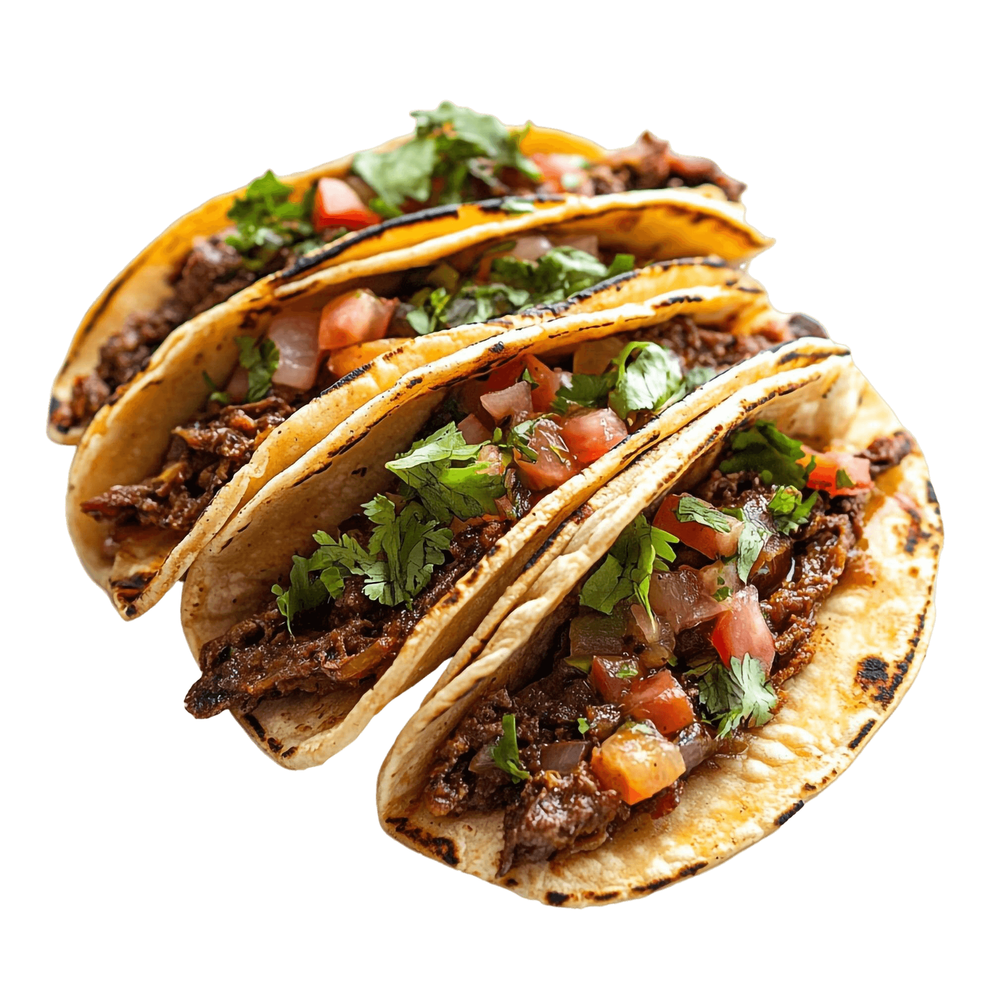 Beef tacos with cilantro and pico de gallo